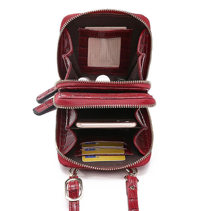 Naisten Krokotiilikuvioinen Monikorttilaukku Puhelinlaukku Crossbody-laukku