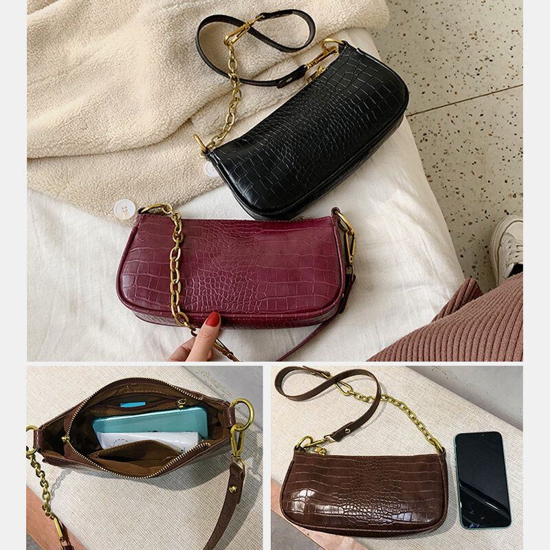 Naisten Krokotiilikuvioinen Olkalaukku Crossbody
