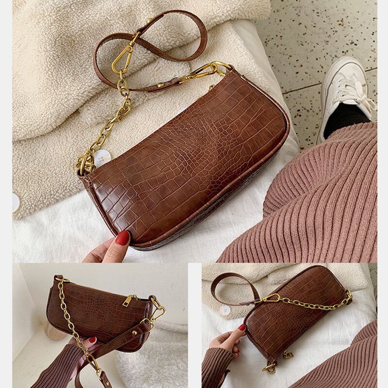 Naisten Krokotiilikuvioinen Olkalaukku Crossbody