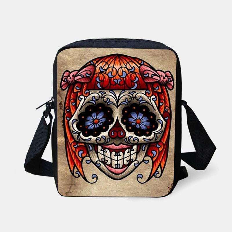 Naisten Lasten Halloween-tyylinen Pukeutunut Söpö Pääkallokuvioinen Crossbody Laukku Karkkisokerin Kantamiseen