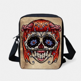 Naisten Lasten Halloween-tyylinen Pukeutunut Söpö Pääkallokuvioinen Crossbody Laukku Karkkisokerin Kantamiseen