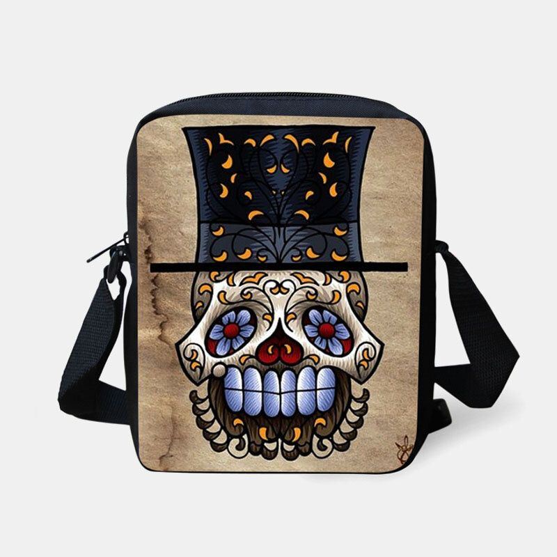 Naisten Lasten Halloween-tyylinen Pukeutunut Söpö Pääkallokuvioinen Crossbody Laukku Karkkisokerin Kantamiseen