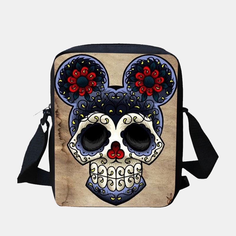 Naisten Lasten Halloween-tyylinen Pukeutunut Söpö Pääkallokuvioinen Crossbody Laukku Karkkisokerin Kantamiseen