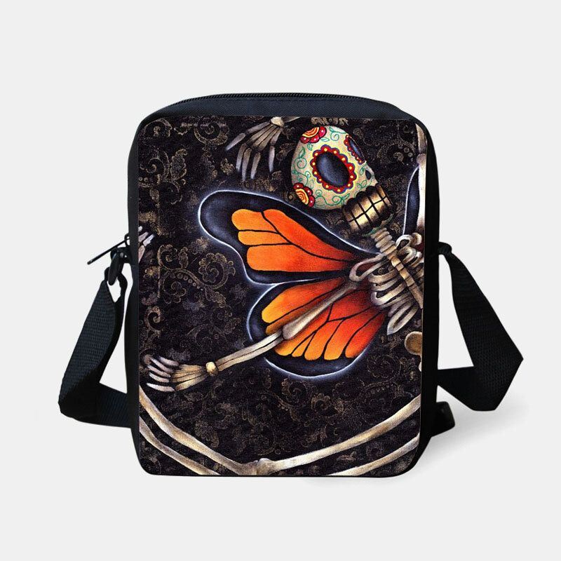 Naisten Lasten Halloween-tyylinen Pukeutunut Söpö Pääkallokuvioinen Crossbody Laukku Karkkisokerin Kantamiseen