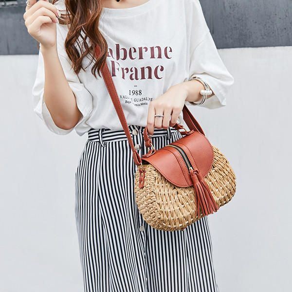 Naisten Matka-olkilaukut Tupsu Patchwork Crossbody Bag