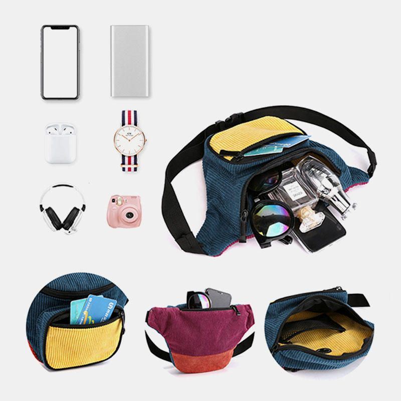 Naisten Miesten Muoti Monivärinen Vyötärölaukku Olkalaukku Rintalaukku Crossbody-laukku Kuulokeportilla