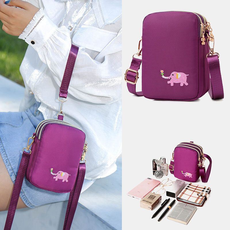 Naisten Mini Elephant Pattern Monitoiminen Olkalaukku Crossbody Laukku Puhelinlaukku