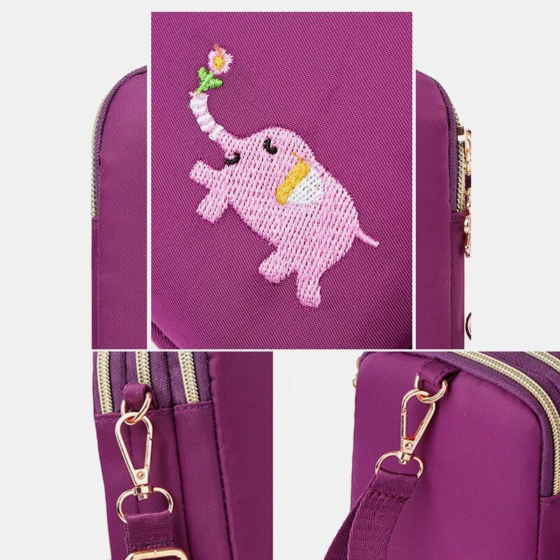 Naisten Mini Elephant Pattern Monitoiminen Olkalaukku Crossbody Laukku Puhelinlaukku