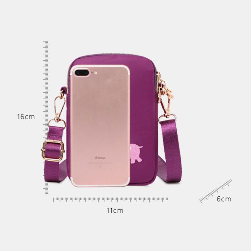 Naisten Mini Elephant Pattern Monitoiminen Olkalaukku Crossbody Laukku Puhelinlaukku