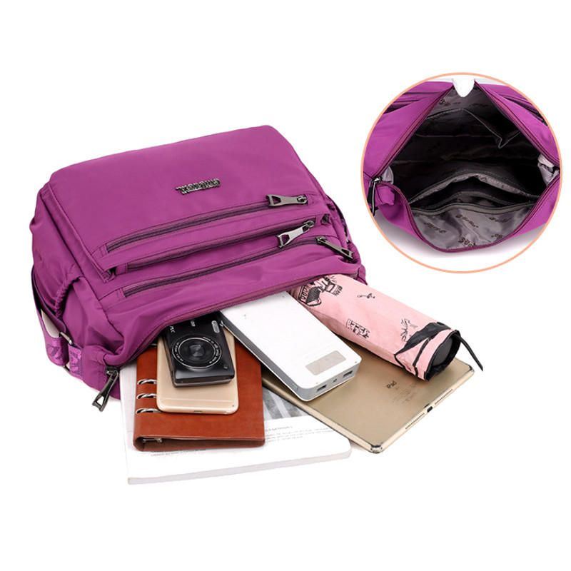 Naisten Nylon Light Olkalaukut Multi Pockets Crossbody Bag