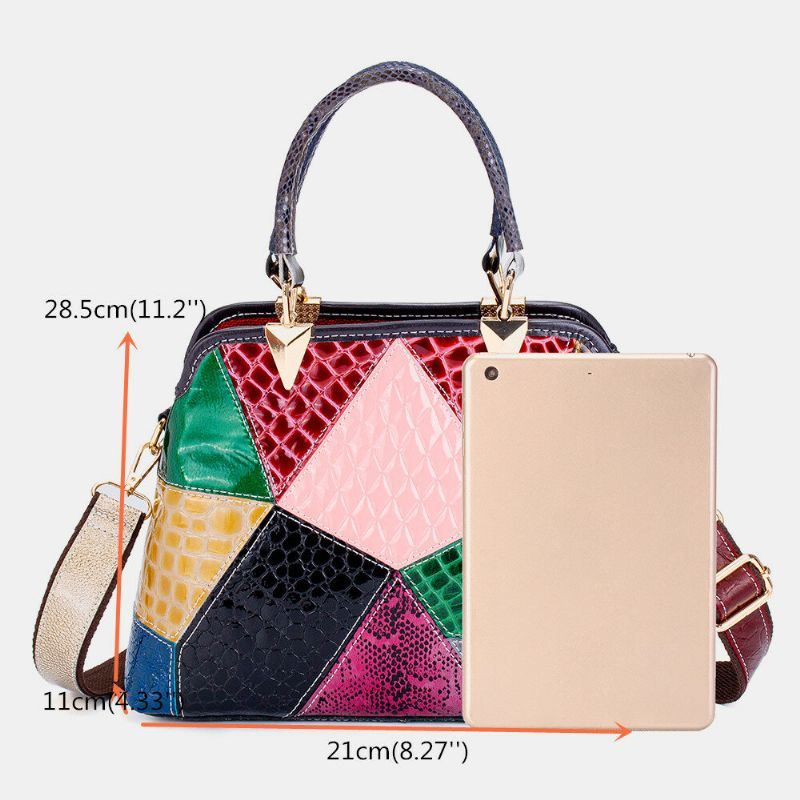 Naisten Öljyvaha Aito Nahka Patchwork Käsilaukku Crossbody Laukku Olkalaukku