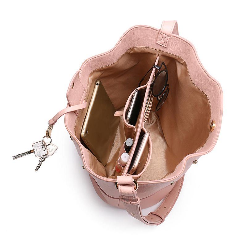 Naisten Patchwork Bucket Bag Suurikokoinen Laukku