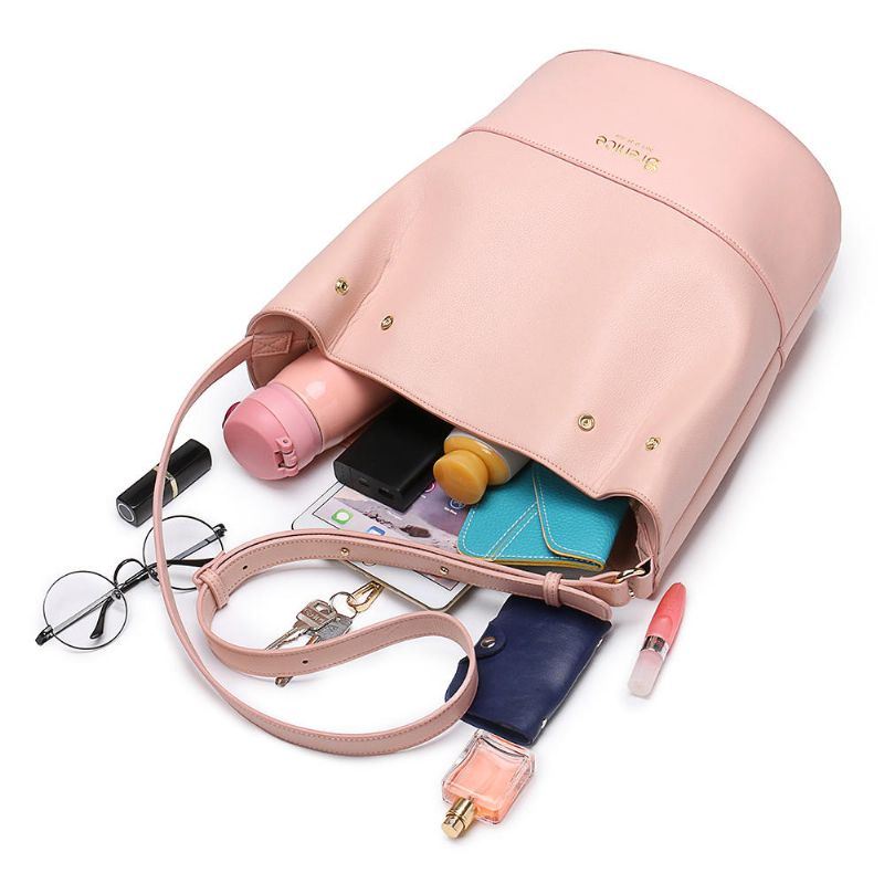 Naisten Patchwork Bucket Bag Suurikokoinen Laukku