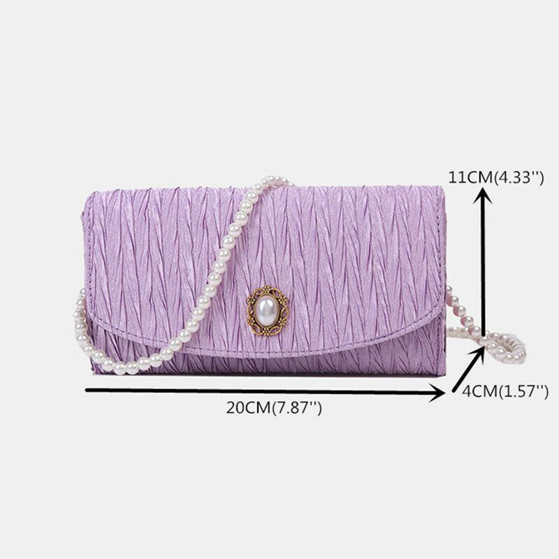 Naisten Polyester Pearl Solid Satchel Olkalaukku Crossbody Laukku