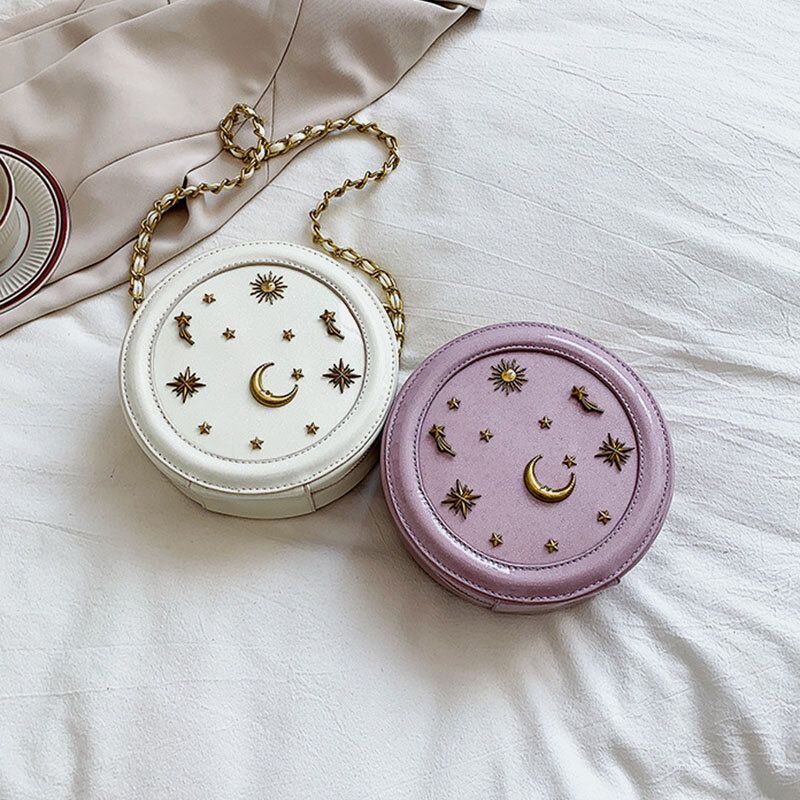 Naisten Pu Chain Galaxy Round Crossbody -laukku