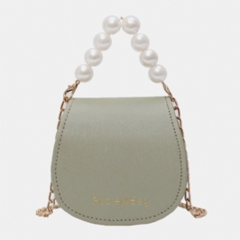 Naisten Pu Nahka Pearl Chain Käsilaukku Olkalaukku Crossbody Laukut