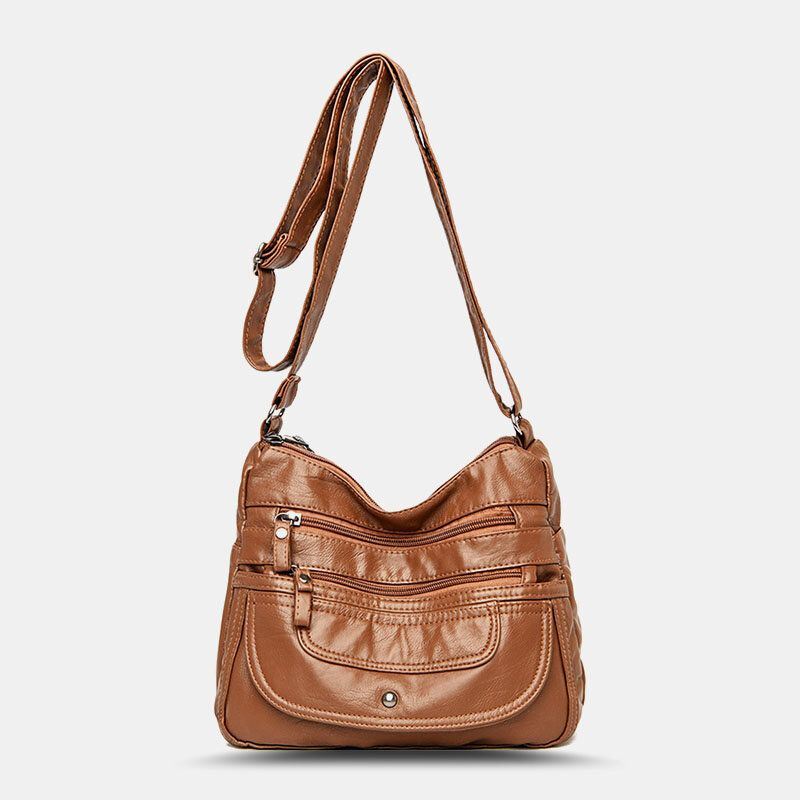 Naisten Pu Nahka Suuri Tilavuus Monitaskuinen Rento Crossbody Laukut Olkalaukku