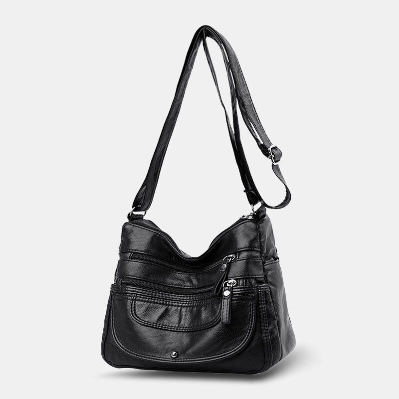 Naisten Pu Nahka Suuri Tilavuus Monitaskuinen Rento Crossbody Laukut Olkalaukku