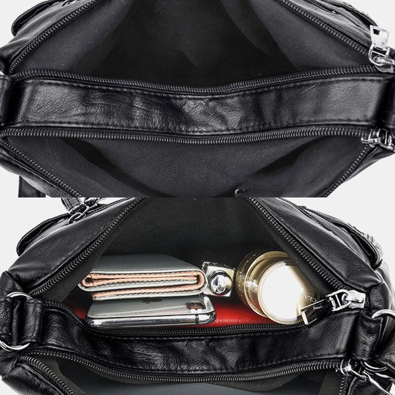 Naisten Pu Nahka Suuri Tilavuus Monitaskuinen Rento Crossbody Laukut Olkalaukku