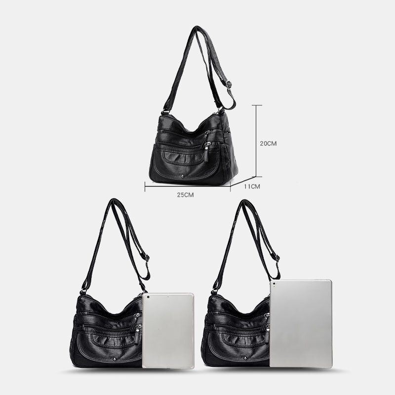 Naisten Pu Nahka Suuri Tilavuus Monitaskuinen Rento Crossbody Laukut Olkalaukku