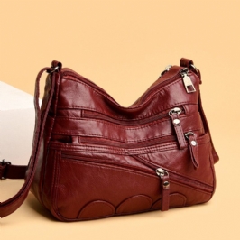 Naisten Pu Nahka Suuri Tilavuus Monitaskuinen Varkaudenesto Retro Casual Crossbody Laukut Olkalaukku
