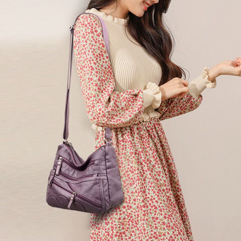 Naisten Pu Nahka Suuri Tilavuus Monitaskuinen Varkaudenesto Retro Casual Crossbody Laukut Olkalaukku