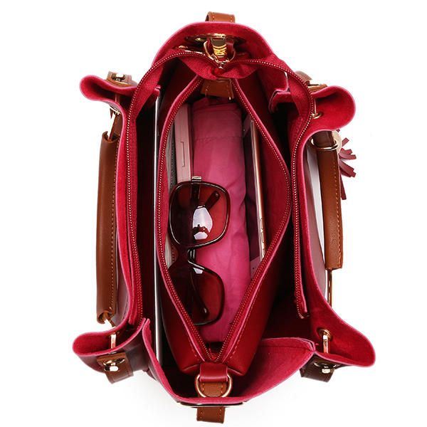 Naisten Pu Nahka Tupsut Käsilaukku Rento Crossbody Laukku