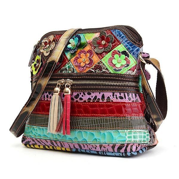 Naisten Pu-nahkainen Kukkainen Vintage Rento Crossbody-laukku Olkalaukku