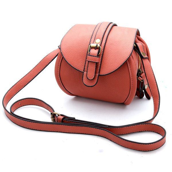 Naisten Pu-nahkavyö Koristeltu Kaksinkertaisella Vetoketjulla Varustettu Mini Crossbody Laukku