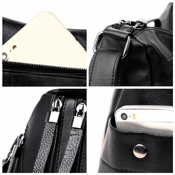 Naisten Solid Moniurainen Pehmeä Nahka Crossbody Laukku Vapaa-ajan Ompeleminen Messenger Bag