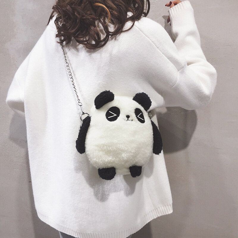 Naisten Talviolympialaiset Peking 2022 Söpö Panda Dacron Chain Crossbody Laukku