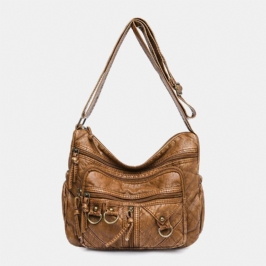 Naisten Tekonahkainen Retro-suuren Kapasiteetin Kulutusta Kestävä Crossbody Laukku Olkalaukku
