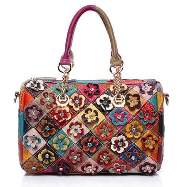 Naisten Tyylikäs Flower Patchwork Crossbody Bag -käsilaukku