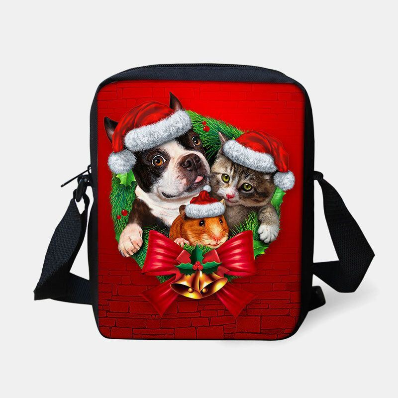 Naisten Unisex Lapsi Joulu Söpö Koira Kissa Eläinprintti Pieni Crossbody Laukku Käsilaukku