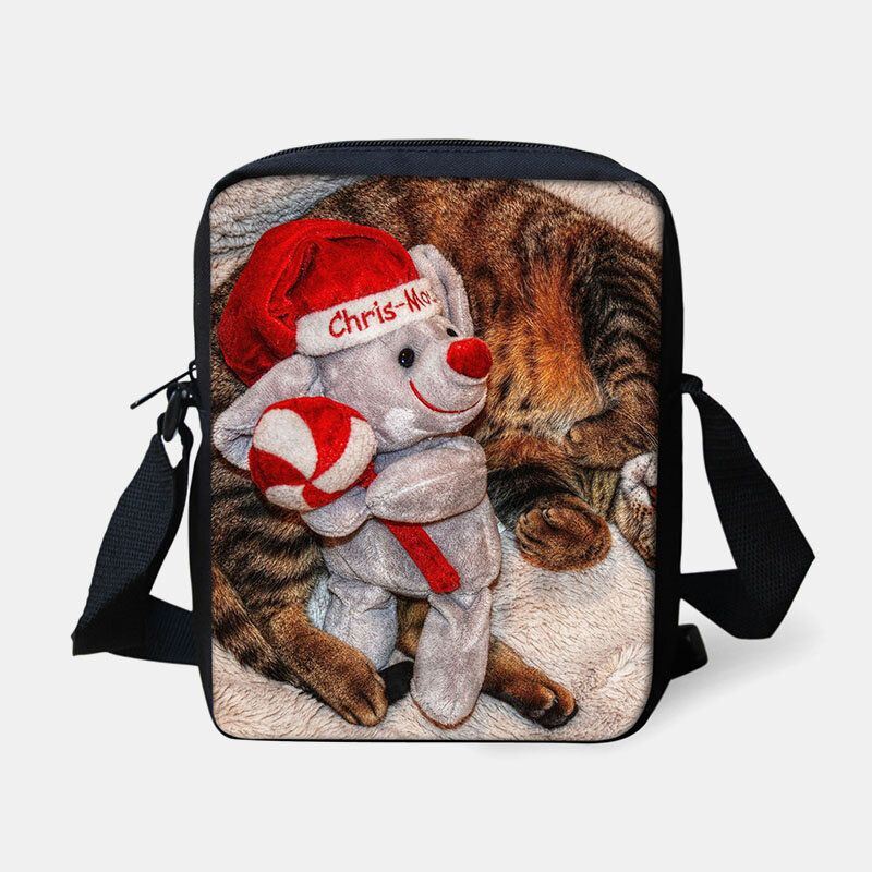 Naisten Unisex Lapsi Joulu Söpö Koira Kissa Eläinprintti Pieni Crossbody Laukku Käsilaukku