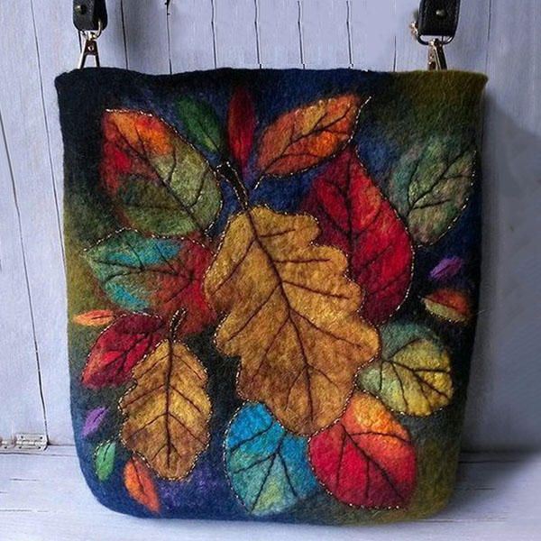 Naisten Värikäs Leaf Diy Lamb Hiuslaukku Crossbody Bag Olkalaukku