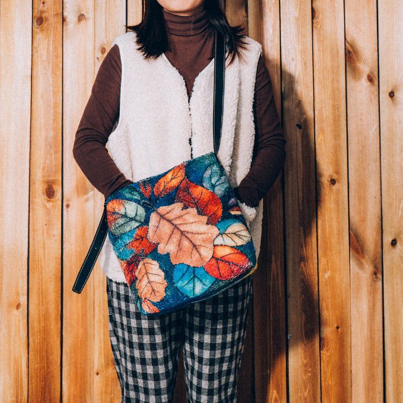 Naisten Värikäs Leaf Diy Lamb Hiuslaukku Crossbody Bag Olkalaukku