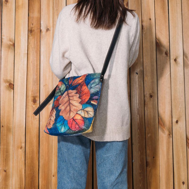 Naisten Värikäs Leaf Diy Lamb Hiuslaukku Crossbody Bag Olkalaukku
