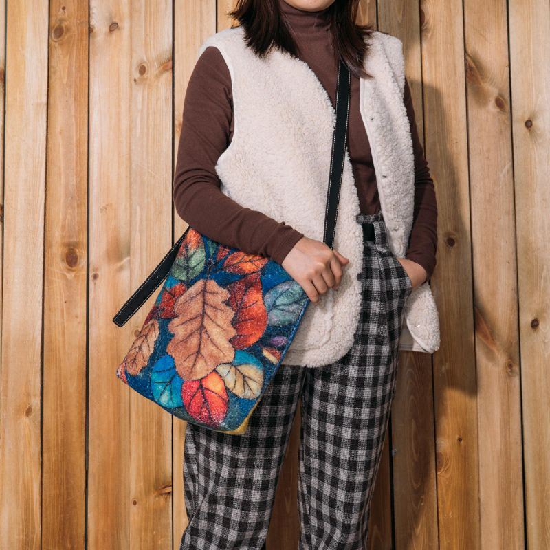Naisten Värikäs Leaf Diy Lamb Hiuslaukku Crossbody Bag Olkalaukku