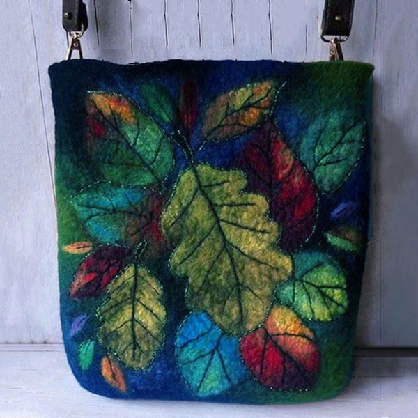 Naisten Värikäs Leaf Diy Lamb Hiuslaukku Crossbody Bag Olkalaukku