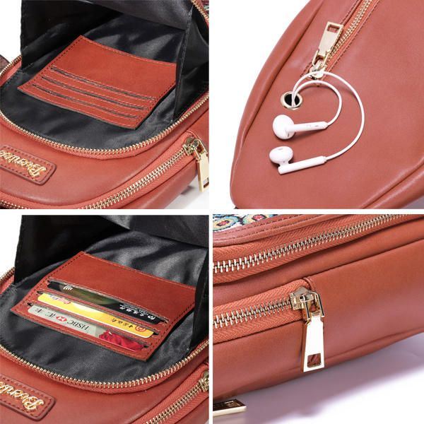 Naisten Vintage-brodeeratut Rintalaukut Crossbody-laukut