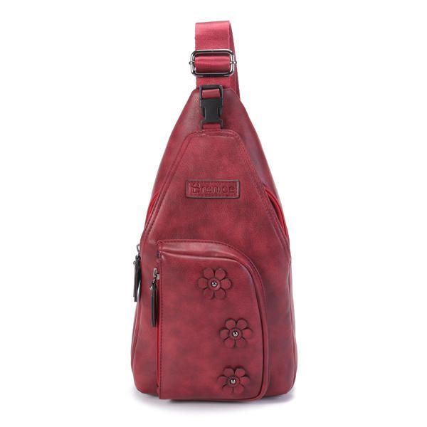 Naisten Vintage Casual Keinonahkainen Kukkainen Olkalaukku Crossbody Rintalaukku