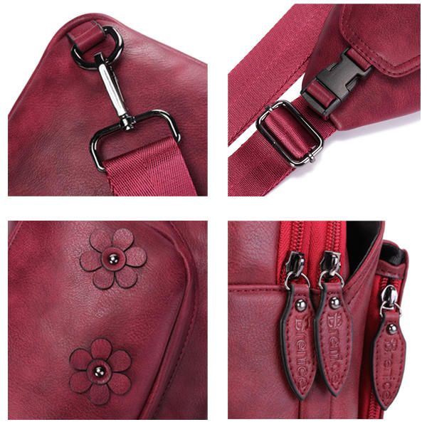 Naisten Vintage Casual Keinonahkainen Kukkainen Olkalaukku Crossbody Rintalaukku