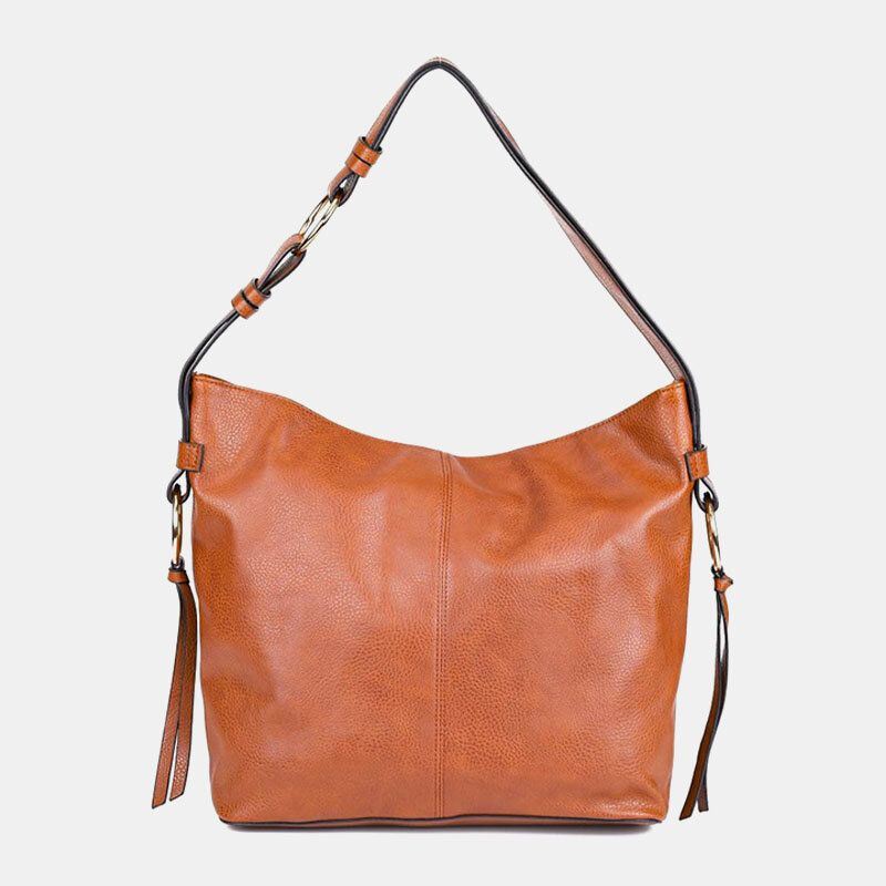 Naisten Vintage Keinonahkainen Suuri Tilavuus Yksivärinen Crossbody Laukku