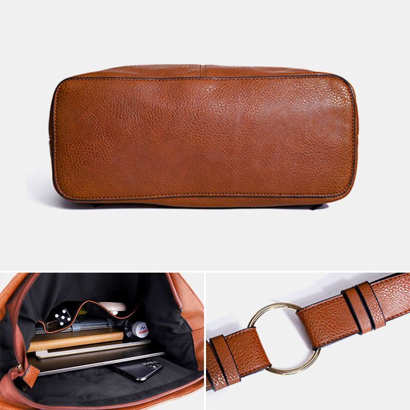 Naisten Vintage Keinonahkainen Suuri Tilavuus Yksivärinen Crossbody Laukku
