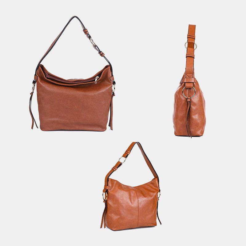 Naisten Vintage Keinonahkainen Suuri Tilavuus Yksivärinen Crossbody Laukku