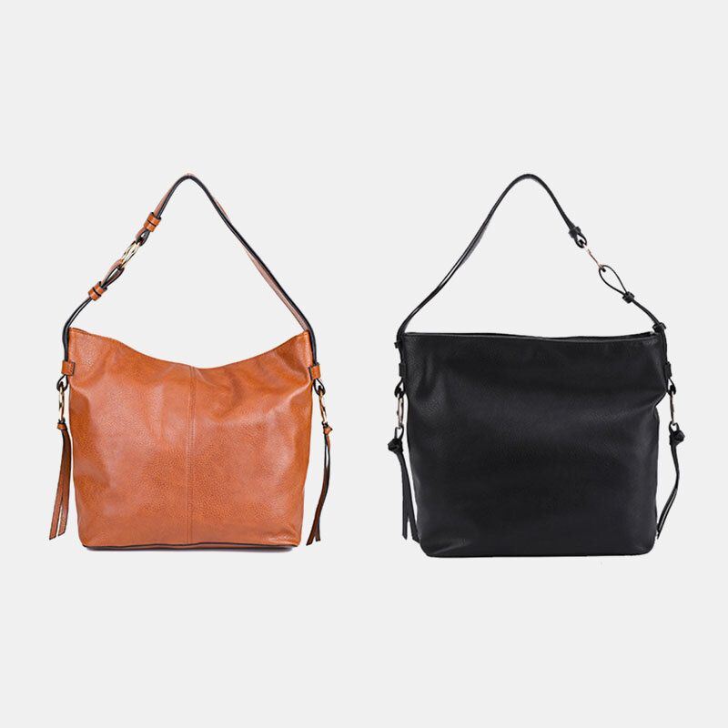 Naisten Vintage Keinonahkainen Suuri Tilavuus Yksivärinen Crossbody Laukku