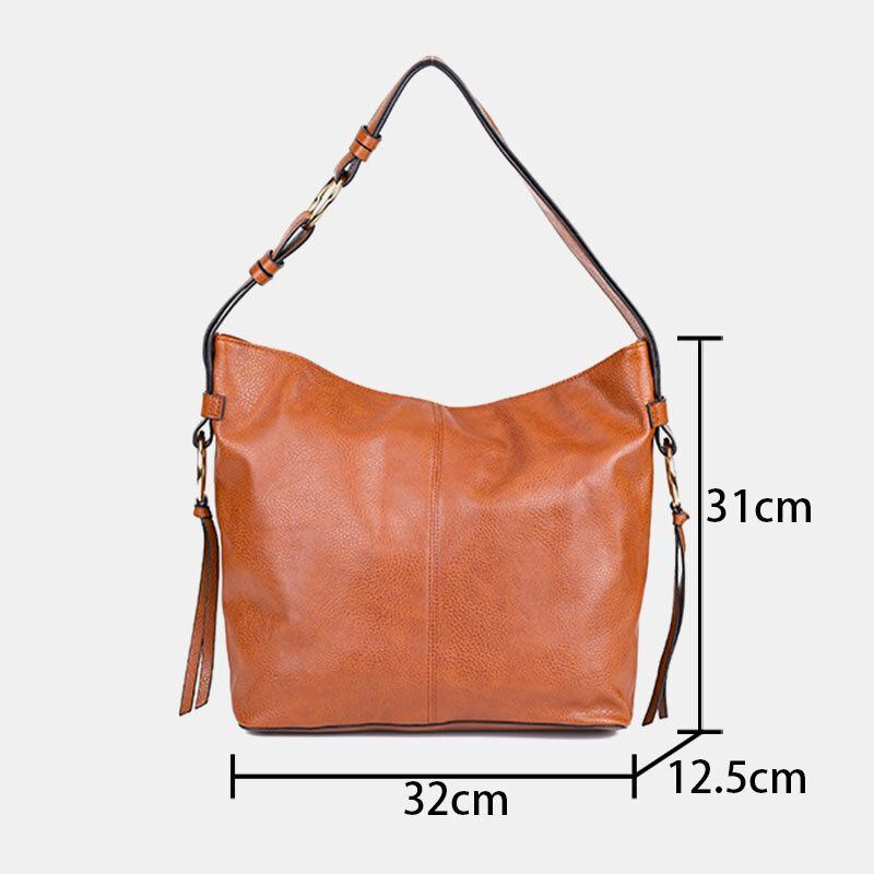 Naisten Vintage Keinonahkainen Suuri Tilavuus Yksivärinen Crossbody Laukku