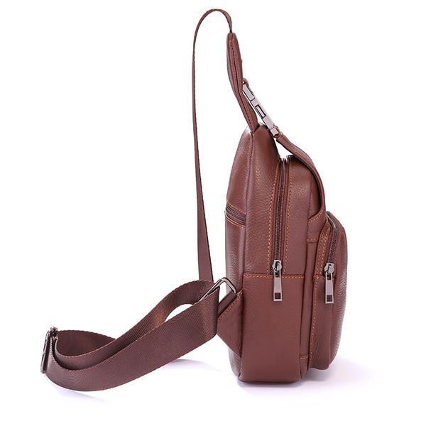 Retro Miesten Rento Ulkoilu Aitoa Nahkaa Oleva Rintalaukku Crossbody-laukku