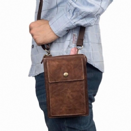 Vintage Rento Kaksinkertainen Vetoketju 6 Tuuman Puhelinlaukku Crossbody Laukku Vyötärölaukku Miehille